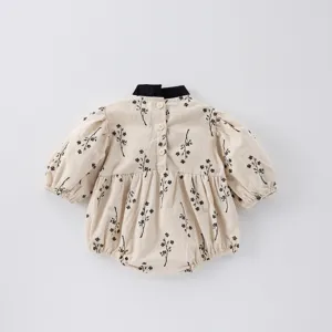 Cute baby girl floral romper spring newborn long sleeve bodysuit infant crawler clothes