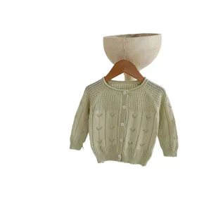 Bébé fille cardigan en tricot uni ajouré veste de protection solaire été léger haut