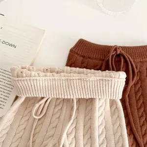Kleinkind Zopfmuster Hose Baby einfarbig weich warm Strickhose Kleinkind süßer Boden
