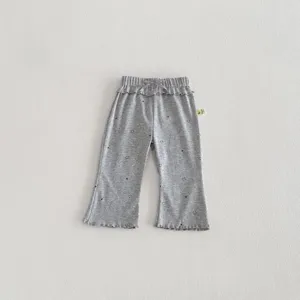 Pantalon évasé en coton pour bébé fille avec nœud et imprimé mignon détail mode