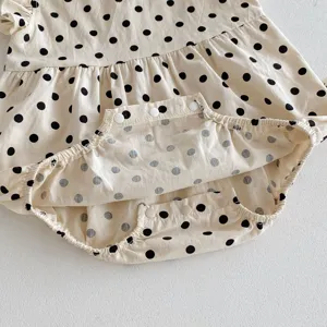 Cute baby polka dot romper sleeveless bodysuit infant cotton crawler summer daily wear
