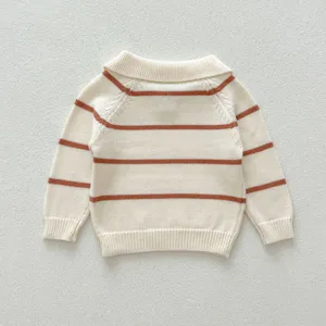Infant baby knit sweater lapel striped pullover autumn winter top for toddlers new