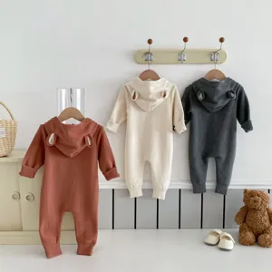 Baby knit romper autumn cute hooded jumpsuit newborn toddler unisex cotton baby clothing