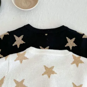 Toddler baby knit sweater cute gold star pattern long sleeve cotton winter warm top