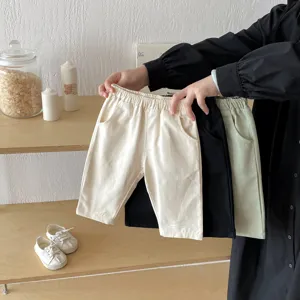 Mädchen Lässige Baumwolle Konische Hose Einfarbig Elastische Taille Lange Hose Kinder Frühling Herbst Alltag Kinder Unterteile