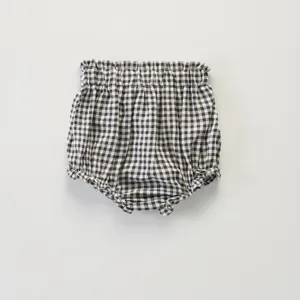 Short bloomer bébé vichy carreaux, joli couvre-couche à volants noir et blanc pour nourrisson.