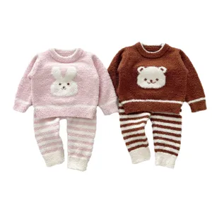Cozy autumn winter baby plush fuzzy loungewear set cute animal sweater for kids