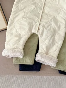 Thickened fleece baby romper jumpsuit winter warm infant quilted crawler detail view