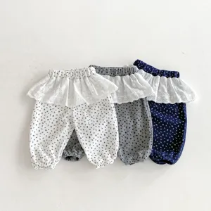 Toddler baby girl floral ruffle pants detail, cute Korean style autumn long leggings 0-3y.