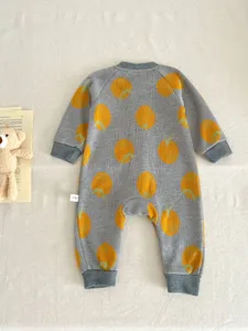 Baby knit romper grey orange pattern infant long sleeve sweater jumpsuit newborn clothing