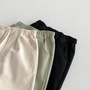 Mädchen lässige lose Baumwoll Karottenhosen bequeme elastische Taille Kinder Hosen