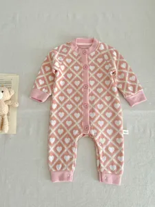 Baby knit romper autumn newborn cute heart pattern long sleeve infant jumpsuit clothing