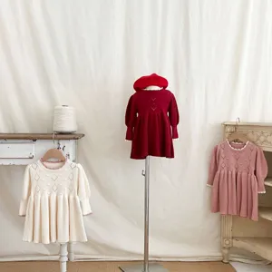 Toddler baby girl knit long sleeve princess dress autumn winter cute knitted dress set