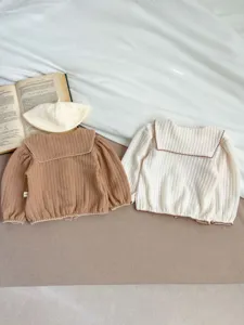 Cárdigan de punto para bebé dulce cuello marinero niño lindo manga larga top ropa primavera