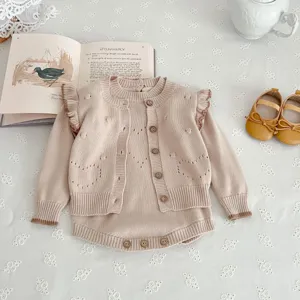 Süßes Baby Strickjacke und Strampler Set für Kleinkinder Zweiteiler Herbstkleidung