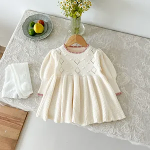Toddler baby girls knitted dress long sleeve princess style cute autumn winter kid apparel