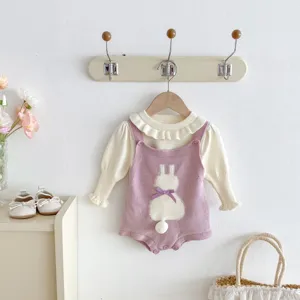Baby Maedchen Strick Pullover Set suesse Hasen Romper Langarm Oberteil Kleinkind Kleidung