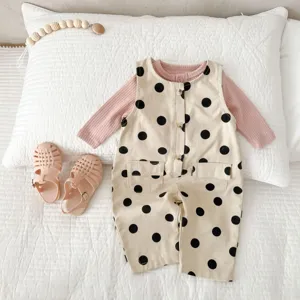 2023 Frühling Kleinkind Strampler Pünktchen Baby Mädchen Ärmelloser Overall Outfit