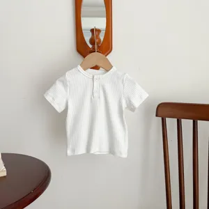 T-shirt basic a costine a maniche corte per neonato top casual estivo carino