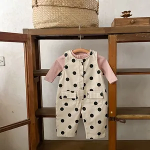 Süßer Kleinkind Baby Mädchen Pünktchen ärmelloser Träger Jumpsuit Strampler Overall neu.