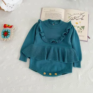 Baby knit romper autumn cute ruffle infant crawler baby girl clothes long sleeve jumpsuit