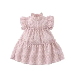 Cute toddler baby girl summer ruffle tiered dress pink princess party sleeveless outfit