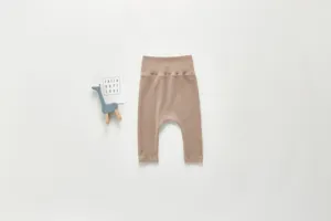 Comfortable baby ribbed high-waist long pants, pure cotton toddler autumn trousers.