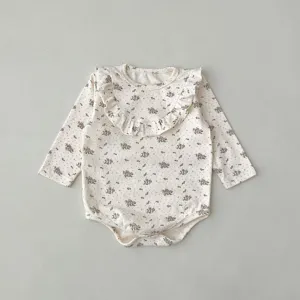 Infant baby cotton long sleeve floral romper cute ruffles bodysuit baby clothes autumn wear