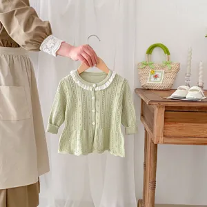 Baby knitted cardigan summer breathable hollow out thin cute baby sun protection coat outer wear