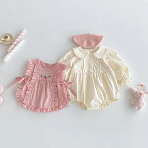 Baby Mädchen Herbst Langarm Strampler süße Kaninchen Weste Set mit Beret Kleidung