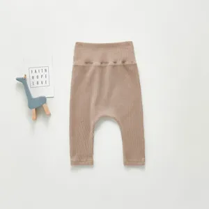 Cute baby high waist ribbed cotton pants infant casual trousers breathable everyday wear