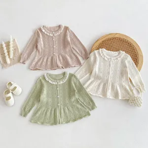Infant baby girl knitted cardigan summer hollow breathable thin cotton jacket sun protection