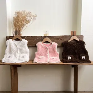 Kids fleece vest toddler winter thick warm sleeveless cardigan cute rabbit decoration outerwear