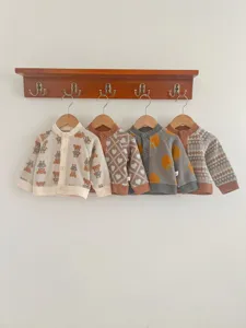 Ensemble gilet en tricot pour bébé motif ours et cœur pull d'automne pour nourrisson