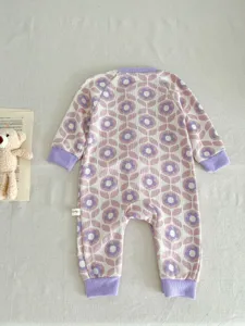 Baby knit romper autumn long sleeve floral jumpsuit newborn cute infant baby crawler clothes