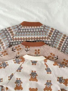 Baby knit romper fall long sleeve infant clothing newborn cute patterned jumpsuit sweater
