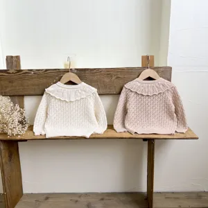 Infant baby girl cute knitted cardigan long sleeve sweater top for autumn daily wear toddler kids