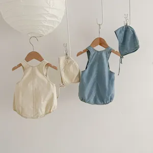 Sommer Baby Strampler Set mit Mütze dünne Baumwolle süße Einteiler Kleidung für Babys