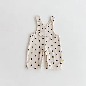 Infant baby polka dot jumpsuit cute beige newborn casual romper overalls for little girls toddler