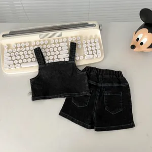 Set estivo in denim con top e pantaloncini per bambina, vestito trendy per neonate e bimbe.