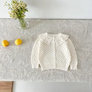 Infant knit cardigan baby girl long sleeve sweater top ruffles cute outerwear autumn clothes