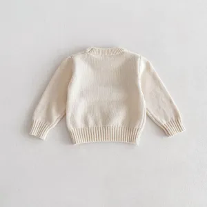 Infant baby knitted sweater pullover crewneck solid color soft warm autumn baby apparel detail