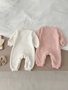 Infant winter fleece warm baby romper, cute toddler thick crawling jumpsuit for boys and girls.