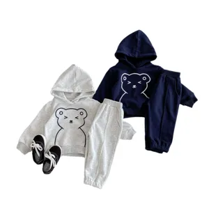 Conjunto sudadera con capucha y pantalón manga larga oso tierno otoño bebé