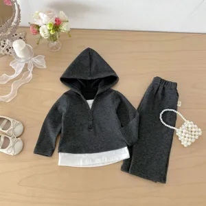 Süßes Kleinkind Mädchen Kapuzenpullover und Hose Set, stilvoll und bequem für Alltag.