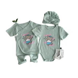 Baby Summer Short Sleeve Cartoon Top Pants Set Cute Infant Clothing Outfit For Daily Wear