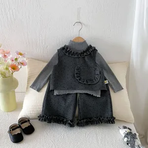 Toddler girls spring clothing set stylish dot three piece outfit for little kids
