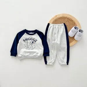 Set felpa e pantaloni per neonati bambini e bambine autunno simpatico stampa cane cartone