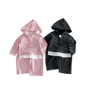 Mädchen Frühling Kapuzenpullover gefälschte Hose lässiges Kleinkind Outfit Set für Kinder