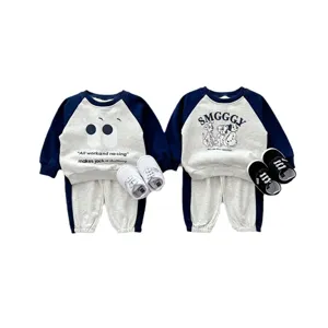 Set felpa neonato bambino bambina autunno collo rotondo manica lunga pantaloni vestiti bambini